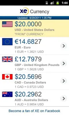 XE Currency android App screenshot 0